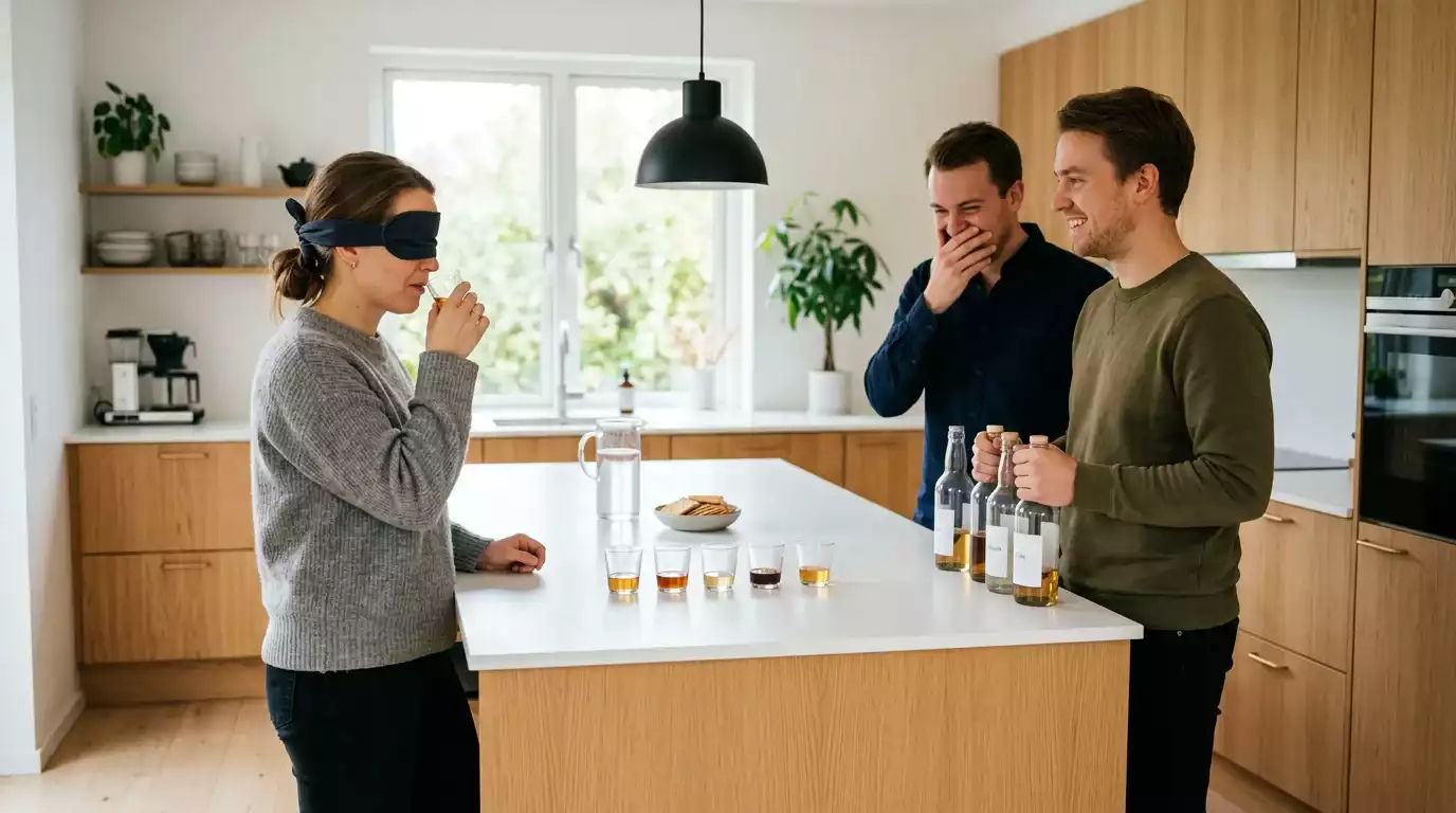 Venner der laver en blindsmagning som del af et sjovt væddemål