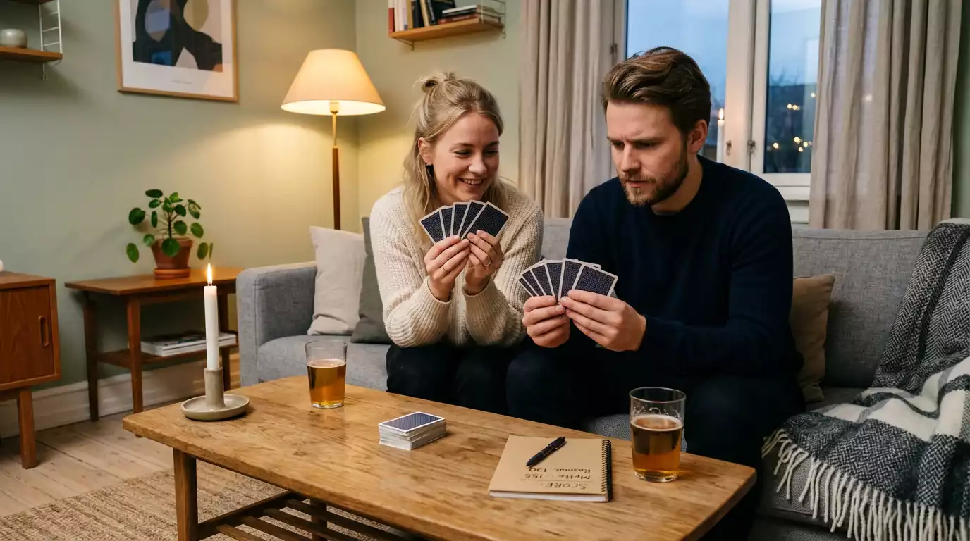 Par der spiller et sjovt væddemål sammen med smil og konkurrence